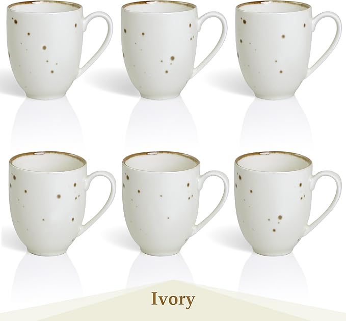 Esfour Ceramics Coffee Mugs Set Of 6, 14 Oz Large Handle Heavy Duty Cups - Microwave Dishwasher Safe - Latte, Cappuccino, Tea, Cocoa, Mocha - Men, Women, Home Office Daily Use, Classic Assorted Colors