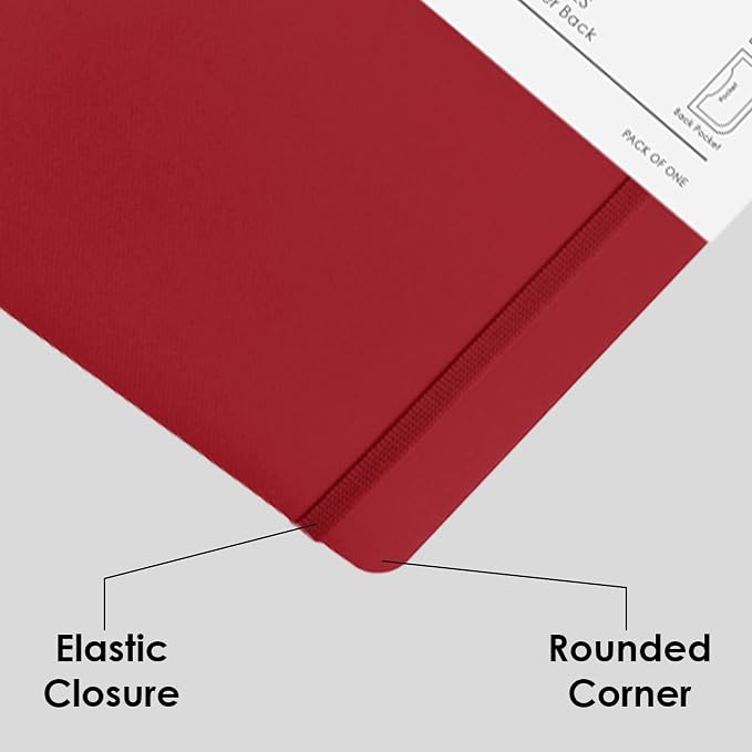 myPAPERCLIP Executive Series A5 Ruled Notebook | 192 Pages, 80 GSM, Soft Cover, A5 (5.83 x 8.27 in) | Flat Lay | Bookmark, Elastic Closure & Back Pocket | Red