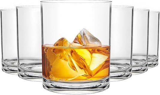 12 Oz Plastic Whiskey Glasses Set of 6 – Unbreakable Old Fashioned Cocktail Cups, Clear Reusable Plastic Drinking Glasses, Outdoor Glassware, Dishwasher Safe & BPA-Free