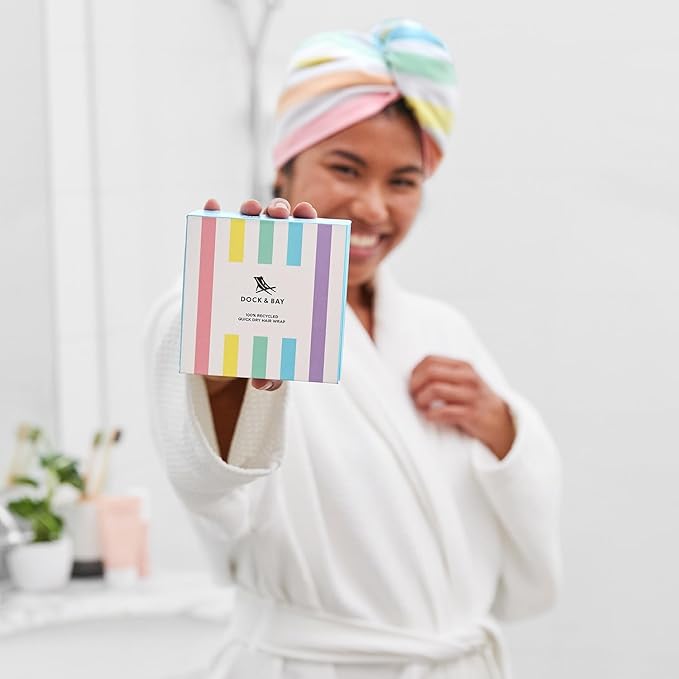 Dock & Bay Turban Hair Towel - for Home & the Beach - Super Absorbent, Quick Dry - Summer - Unicorn Waves, One Size