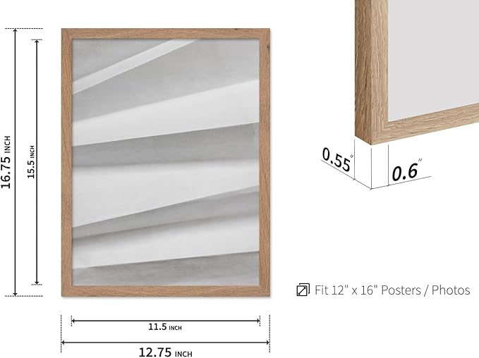 Monem Art Minimalist Paper Fold Abstract Print - Scandinavian Monochrome Texture Poster - Wall Decor for Living Room, Bedroom or Office - 12x16 Beige Framed Wall Art by Mareike Bohmer