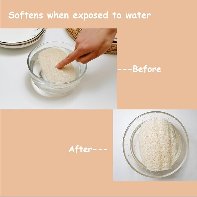 WOCATS 6 Pack Natural Loofah Sponges for Dishes & Bath - Biodegradable, Eco-Friendly Kitchen Scrubber & Body Exfoliator, Non-Scratch, Durable, Reusable
