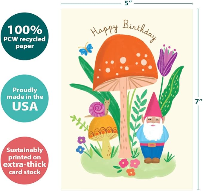 Tree-Free Greetings - Birthday Card - Artful Designs - 1 Card + Matching Envelope - Made in USA - 100% Recycled Paper - 5 x 7 - Grow Your Own Magic (GO65210)