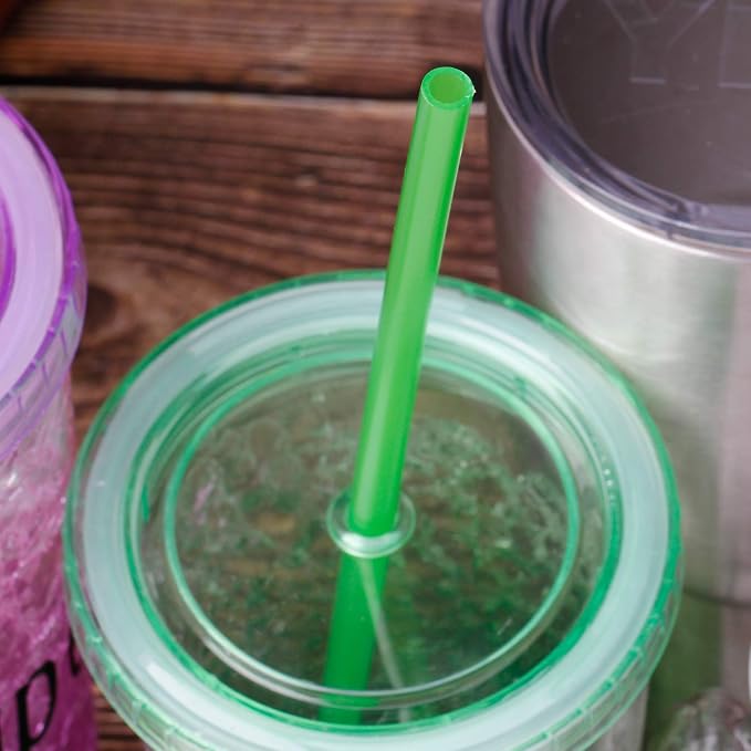 Dakoufish 13 Inch Reusable Plastic Straws Extra Long For 30-100 OZ Tall Water Bottle Thermal Mug Tumblers Rambler Mason Jar 12packs With One Brush (13inch,12color)