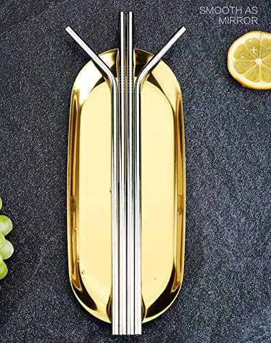 Set of 48 Stainless Steel Metal Straws 8.5'' Reusable Drinking Straws For 20oz Tumblers Yeti 6mm Diameter (48 Bent)