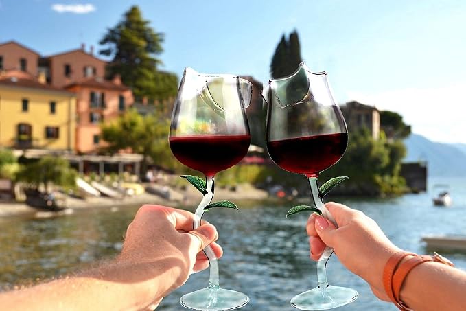 Rose Flower Wine Glasses, Creative Red Wine Glass Set of 2 Rose Flower Goblet Wine Cocktail Juice Glass for Party Dinner Wedding Festival Kitchen Bar (260ml, 2Pcs)