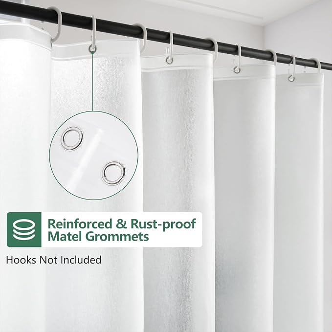 TIKABC Shower Curtain Liner, 4G PEVA Shower Liner, Plastic Peva Waterproof Shower Curtains, 72x72 inch with Grommet Holes 3 Magnetic Weights