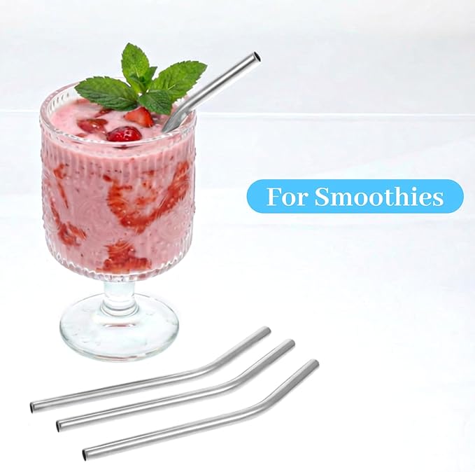 Ymapinc 10 Pack Short Metal Straws, Straight & Bent Stainless Steel Reusable Straws with 2 Cleaning Brush for Coffee Mugs, Juice Cups, Glasses