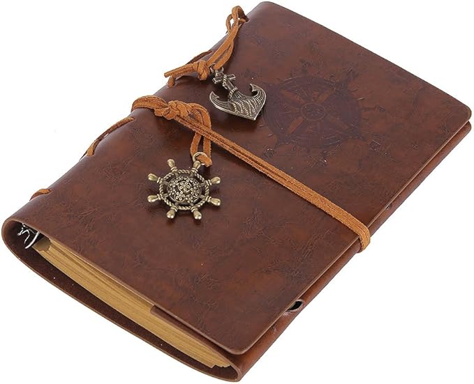 EvZ 7-Inch Refillable A6 Binder Notebook - Premium Vegan Leather Personal Planner, Eco-Friendly Journal with 6-Ring Loose-Leaf System for Writing, Business, and Creative Sketches, Retro Brown