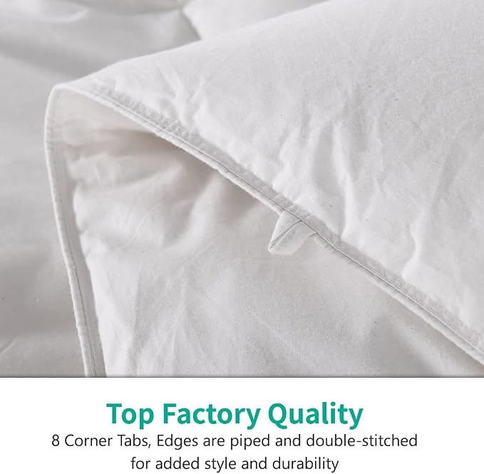 APSMILE Oversized Queen Size Down Feather Fibers Comforter, All Seasons Duvet Insert with 100% Organic Cotton, Fluffy Fill-Power Medium Warm Hotel Comforter Insert, (98x98 inches, Ivory White)