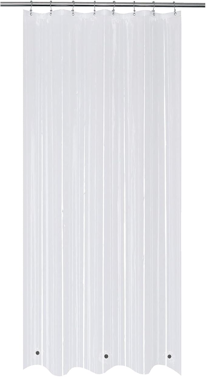 Mrs Awesome 48x84 Stall Shower Curtain Liner with 3 Magnets Clear PEVA 8G Thick & Heavy Duty Plastic Shower Curtain for Bathroom, Waterproof, 48 x 84 inches, Clear