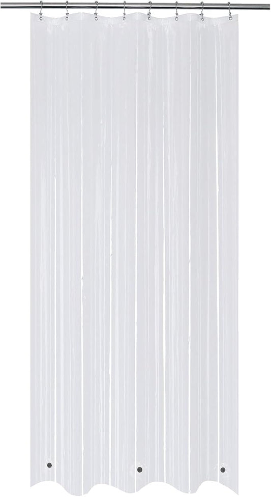 Mrs Awesome 48x84 Stall Shower Curtain Liner with 3 Magnets Clear PEVA 8G Thick & Heavy Duty Plastic Shower Curtain for Bathroom, Waterproof, 48 x 84 inches, Clear