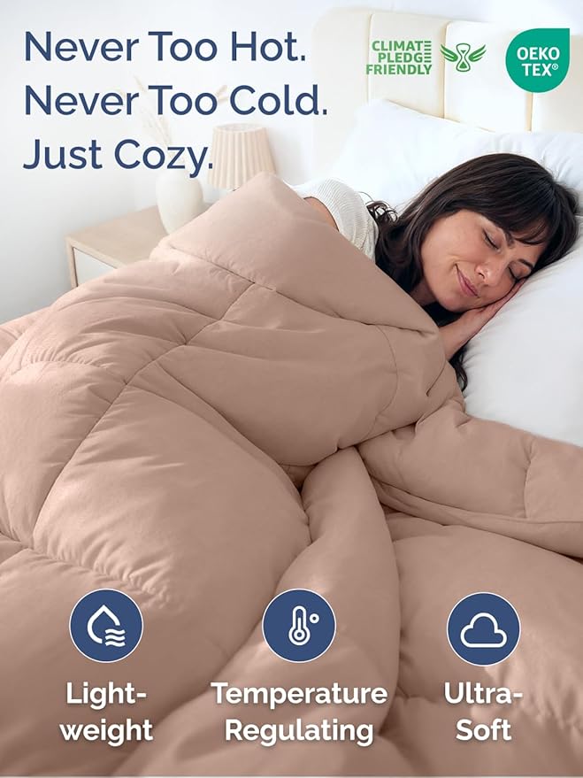 Full Size, Mauve Alternative Down Comforter - Warm, Lightweight & Breathable Hotel Quality Bedding Set for Men, Women, Kids and Teens - All Season Oversized Cooling Microfiber Duvet Insert Comforter