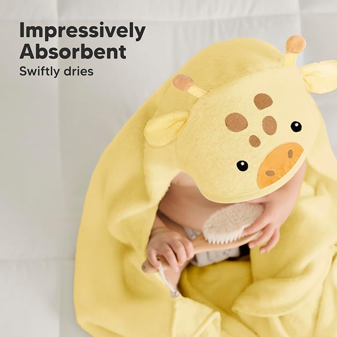 KeaBabies Baby Hooded Towel and Baby Hair Brush - Soft and Ultra Absorbent Toddler Towel with Hood, Kids Hairbrush with Soft Goat Bristles