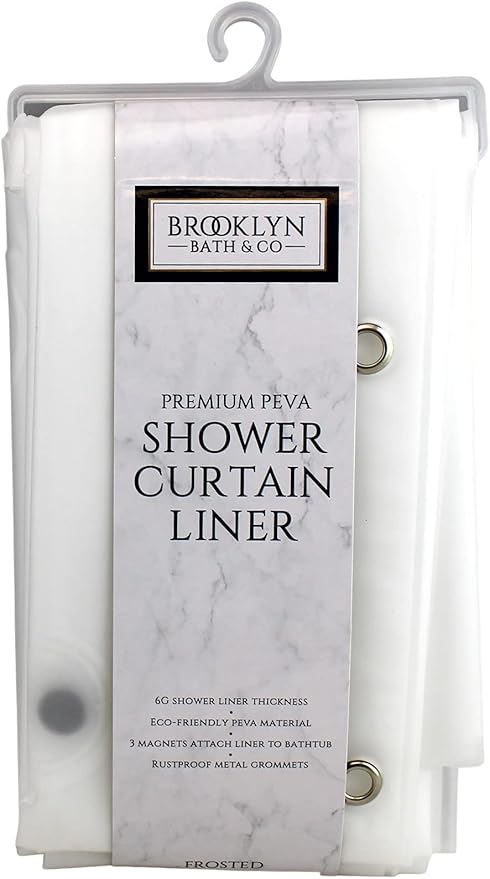 Dependable Industries inc. Essentials PEVA Shower Curtain Liner - Eco Friendly PVC Free Magnetized Bottom Oderless Clear (Frosted Clear)