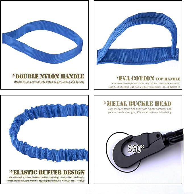 Tactical Dog Collar and Leash Set Adjustable Military Nylon Dog Collar with Control Handle and Heavy Duty Metal Buckle for Large Dogs（Dark Blue S
