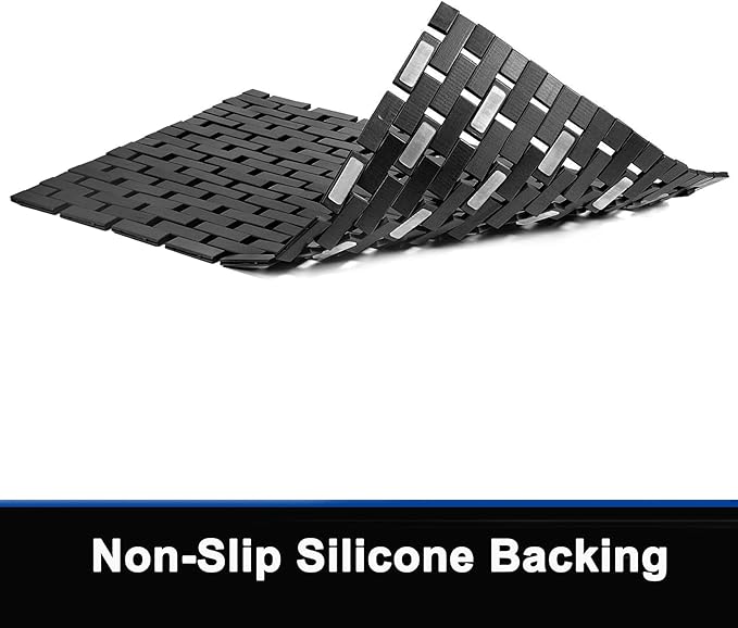 Bamboo Bath Mat Bathroom Rugs Floor Wood Shower Bathtub Waterproof Non Slip Accessories 16x24 Inch Easy to Clean,Black,1 pc