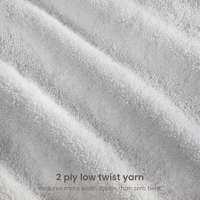 BIOWEAVES 100% Organic Cotton 6-Piece Luxury Bathroom Towels Set GOTS Certified 700 GSM, 2 Bath Towels, 2 Hand Towels & 2 Wash Cloths - Silver