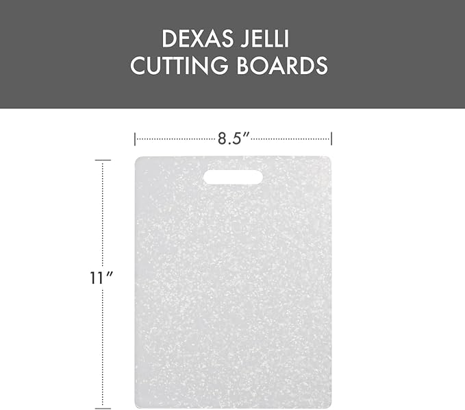 Dexas Classic Jelli Cutting Board with Handle, 8.5 by 11 inches, White Granite Pattern