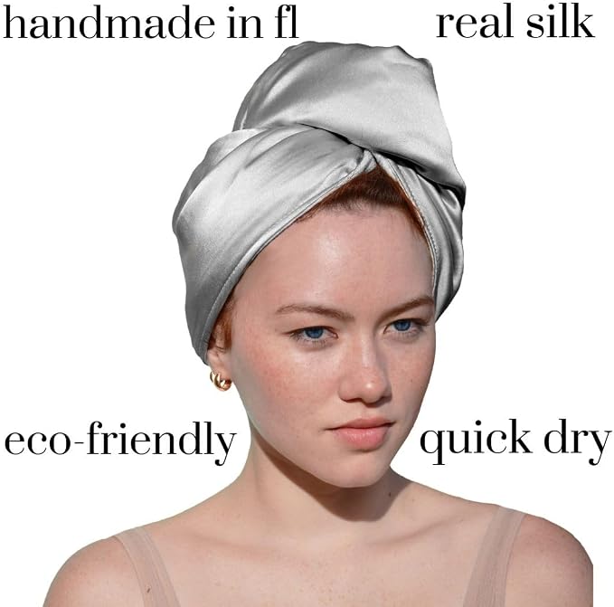 Cool Mom's Closet Pure Silk Hair Towel | Sustainable Handmade in FL