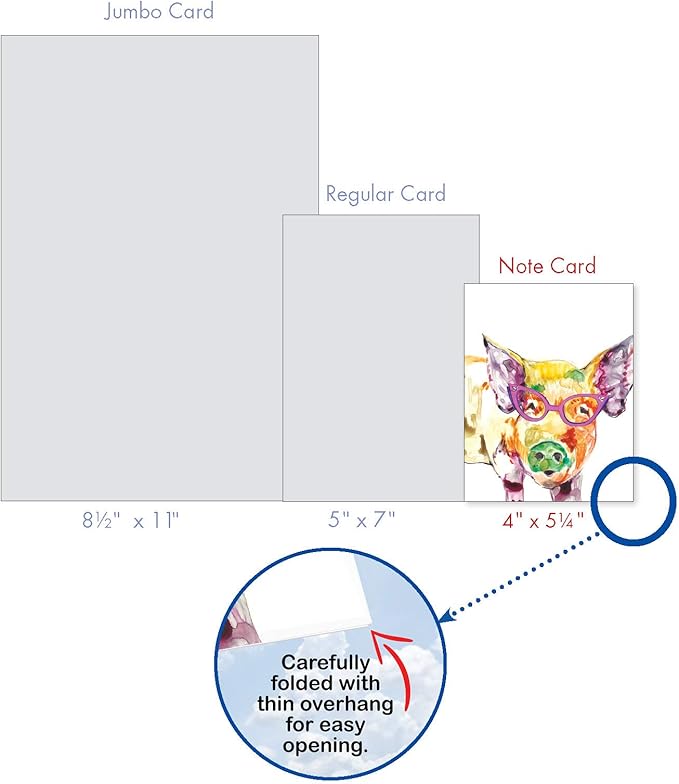 The Best Card Company - 10 Watercolor Blank Cards with Envelopes (4 x 5.12 Inch) Cute Animals, All Occasion Note Cards - Rainbow Splash Animals AM6137OCB-B1x10-NB