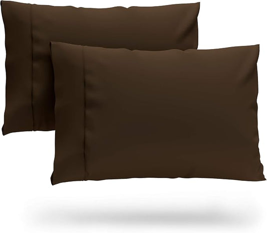Cosy House Collection Premium Rayon Derived from Bamboo Pillowcases | Ultra Soft, Cooling & Breathable Bedding - Set of 2 (Standard/Queen, Chocolate)