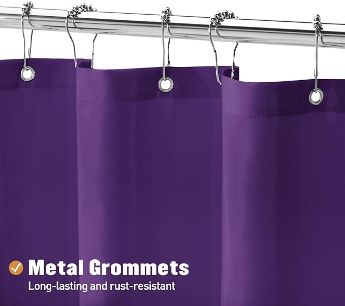 MitoVilla 2 Pack Purple Fabric Shower Curtain Liner - 72" W x 72" H, Simple Shower Curtain or Liner for Modern Neutral Hotel Bathroom Decor, Waterproof Cloth & Hotel Quality
