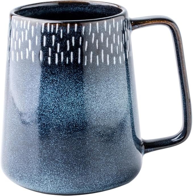 24 OZ, Large Ceramics Coffee Mugs with Handle, Extra Large Tea and Coffee Cup for Office and Home，Microwave and Dishwasher Safe,For Gift and Present （Starry Blue）