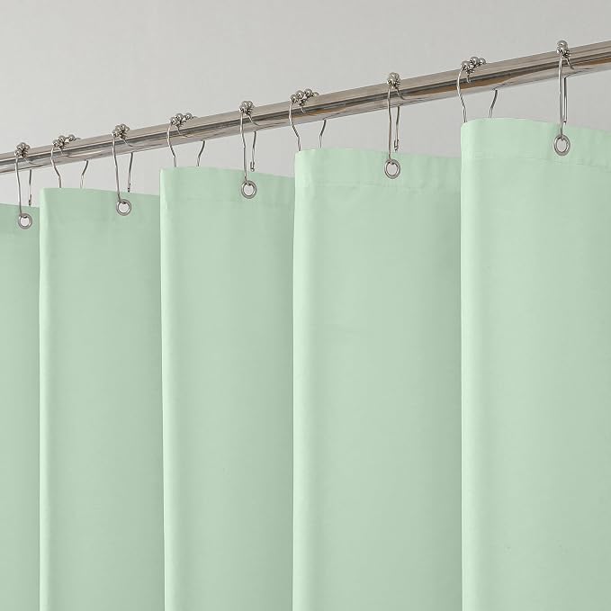 1 Pack Water-Repellent Fabric Shower Curtain Liner - Hotel Quality Machine Washable, 3 Heavy-Duty Magnets with Rustproof Grommets & Weighted Hem, Standard Size 72x72in MintGreen