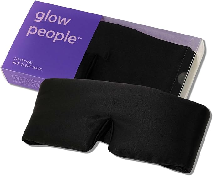 Glow People Silk Sleep Mask – 100% Mulberry Silk Eye Mask for Sleeping, Total Blackout, Cloud-Soft and Adjustable for Beauty Sleep and Travel - Charcoal