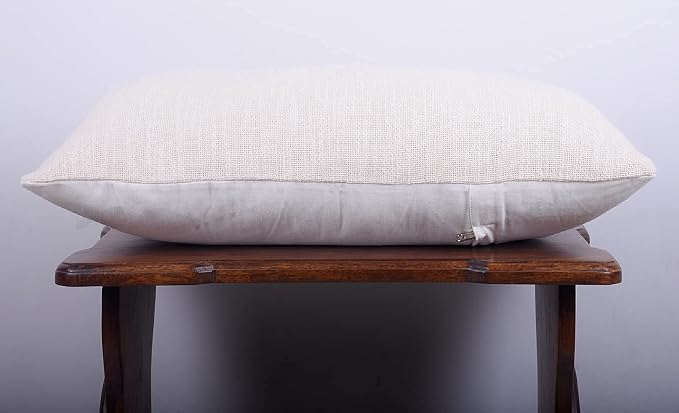 Trade Star Throw Pillow Cover Oblong Pillow Cases 100% Cotton Solid Pillow Cases Handloomed Decorative Pillow Covers Authentic Indian Ethnic Shams for Bed Decor (Ivory Solid, 12x24 Inches)