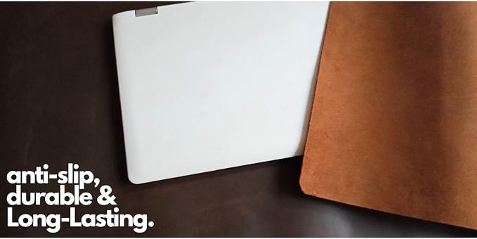 Premium Full Grain Genuine Leather Desk Mat Large with Leather Wallet, Rustic Brown, 32L x 16W inch