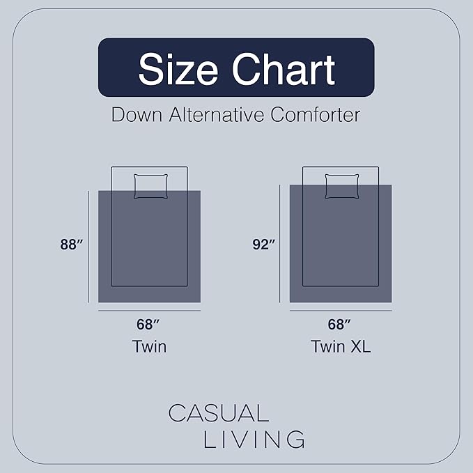 Casual Living Twin XL Duvet Insert Comforter Cooling Blanket Lightweight Hypoallergenic Reversible White Comforter Fluffy Bedding Down Alternative Washable for College Dorm Essentials, Twin XL, White