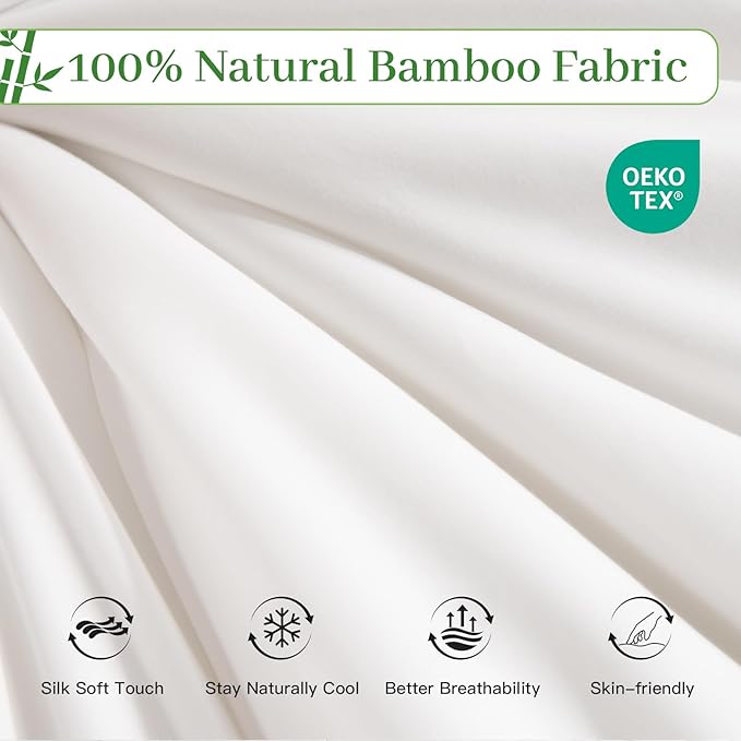 NEXHOME PRO 100% Viscose Derived from Bamboo Comforter Queen Size - Summer Cooling & Moisture-Wicking Bedding - All Season Lightweight Design - Natural Organic Queen Duvet Insert