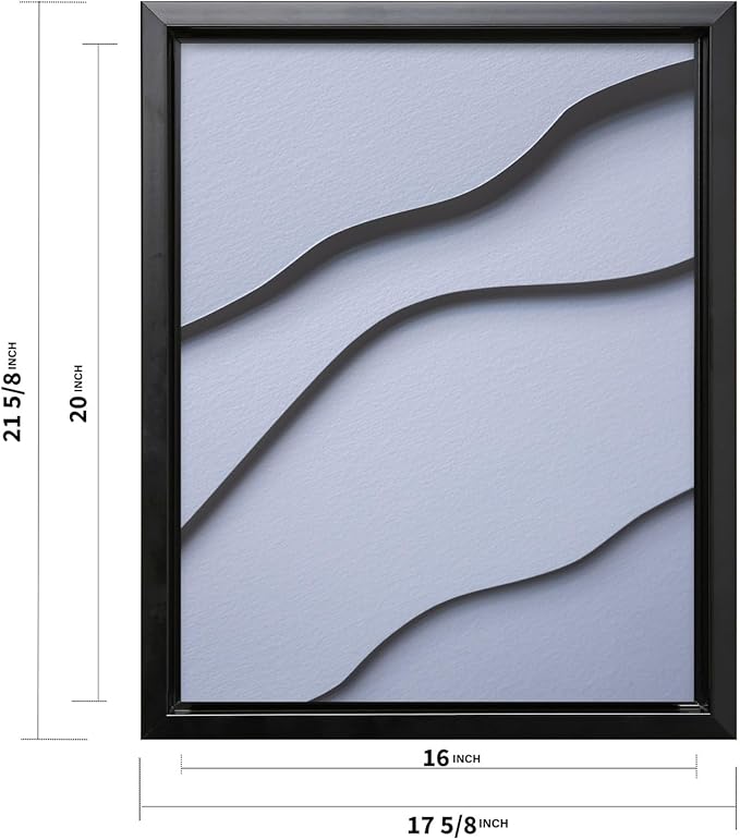 Monem Art Minimalist White Paper Waves Print - Abstract Scandinavian Texture Poster - Wall Decor for Living Room, Bedroom or Office - 16x20 Black Framed CANVAS Wall Art by Mareike Bohmer