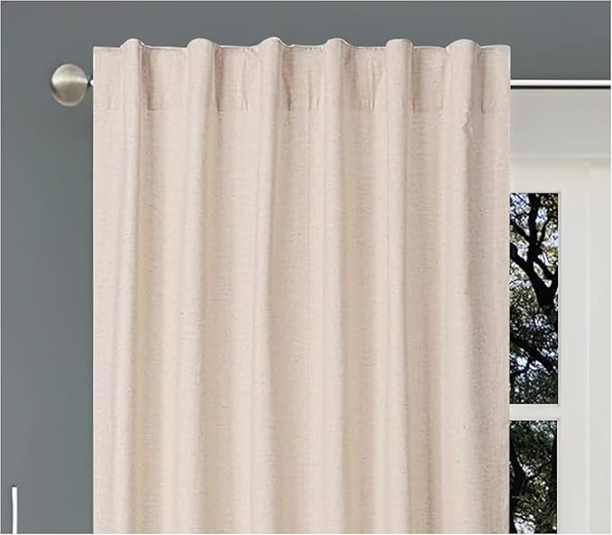 HOMIDATE Natural Linen Curtain Panels 108 Inch for Living Room & Bedroom - Set of 2, 50x108 Flax Linen Drapes, Lightweight Cotton Linen Curtains