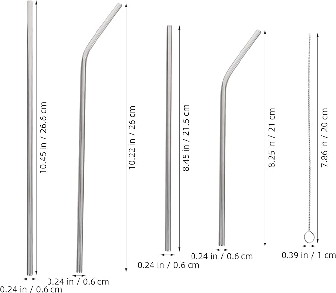 Baluue Reusable Stainless Steel Beverage Straws Set with Cleaning Brush, 18pcs Metal Drinking Straws for Hot Cold Drinks, Smoothies, Juice, Dishwasher Safe, Eco-friendly Kit for Home