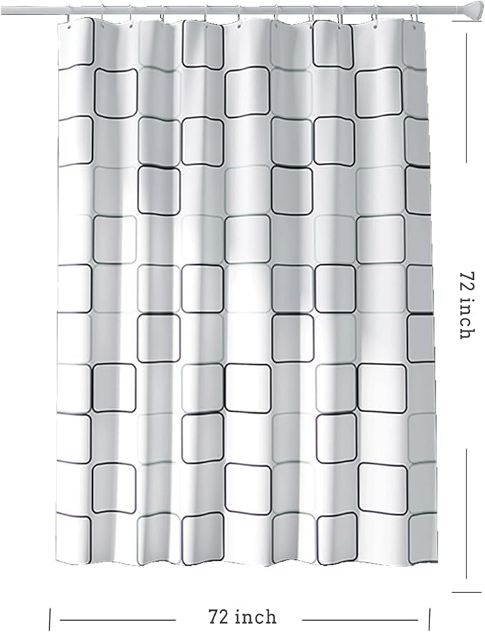 TIKABC Shower Curtain Liner, 4G PEVA Square Shower Liner, Plastic Waterproof Shower Curtains, 72x72 inch with Grommet Holes 3 Magnetic Weights