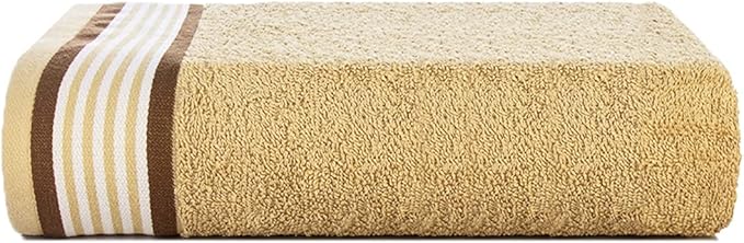 CASA COPENHAGEN He & She 4Pcs 100% Egyptian Cotton Large Designer Towels Gift Set- Brown - Beige, 550 GSM, 55"x27", 4Bath Towels for Bathroom (Box Pack, Set for Women & Men)