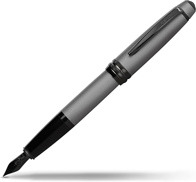 Cross Bailey Matte Gray Lacquer Fountain Pen with Polished Black PVD Appointments