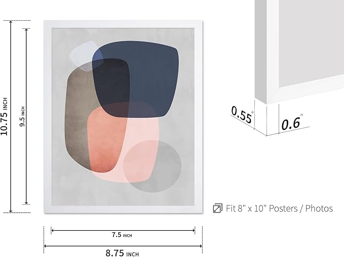 Monem Art Pastel Abstract Organic Shapes Print - Scandinavian Minimalist Art Poster - Wall Decor for Living Room, Bedroom or Office - 8x10 White Framed Wall Art by Mareike Bohmer