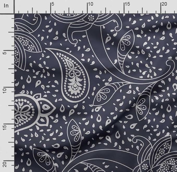 Soimoi Asian Print - Blue, Moss Georgette Fabric Material - 42 Inch Wide, 1 Yard, Unstitched Versatile Fabric for Dresses, Skirts, Blouses, Drapery Projects