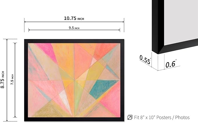 Monem Art Colorful Geometric Abstract Painting Print - Pastel Art Deco Style Art Poster - Wall Decor for Living Room, Bedroom or Office - 8x10 Black Framed Wall Art by Renee Stramel