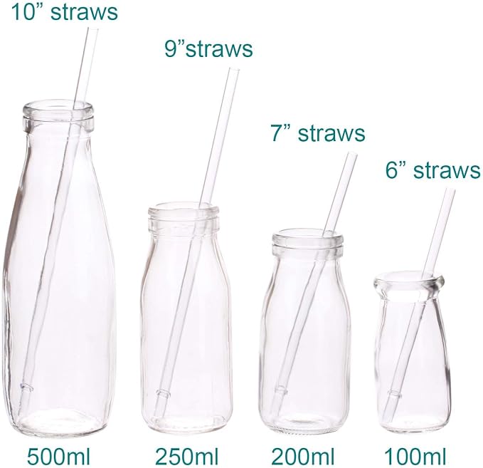 Dakoufish 8 Inch Clear Reusable Thick Plastic Replacement Drinking Straws for 12 oz &16 oz Mason Jar Tumblers,Set of 12 Pcs Straws with Cleaning Brush (8inch, Clear)