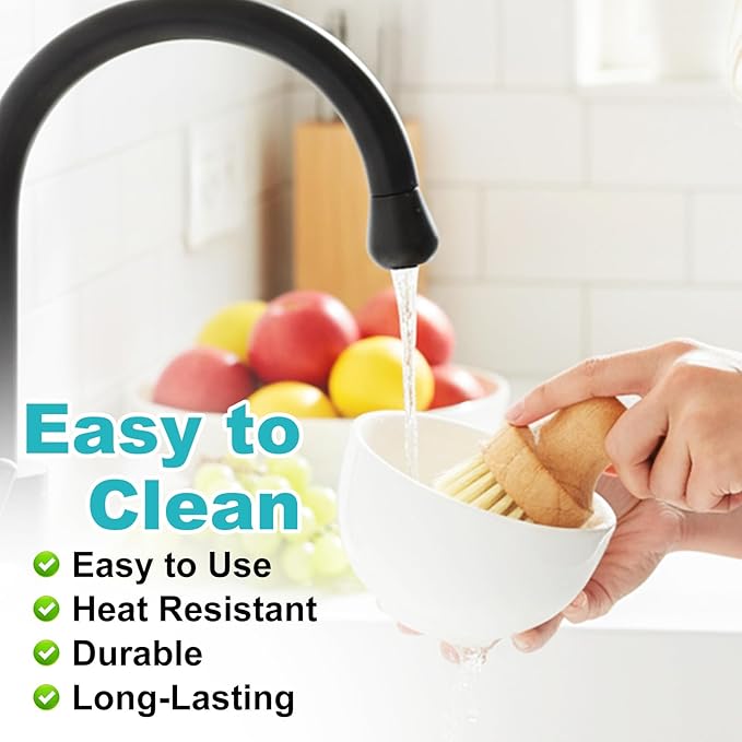 9 PCS Bamboo Dish Brush Set, Multifunctional Dishwashing Bamboo Scrub Brush with Natural Sisal Bristles, Wooden Dish Brush for Cleaning Pots, Pans, Dishes, Vegetables