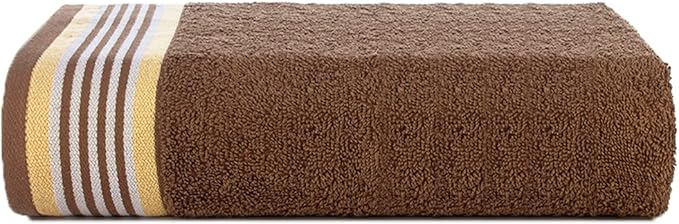 CASA COPENHAGEN He & She 4Pcs 100% Egyptian Cotton Large Designer Towels Gift Set- Brown - Beige, 550 GSM, 55"x27", 4Bath Towels for Bathroom (Box Pack, Set for Women & Men)