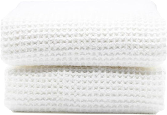 Italic Sedona Waffle Bath Sheets, 410 GSM 100% Cotton, Set of 2, Oversized Towels, Ultra Soft & Absorbent, Lightweight Spa Towels, White