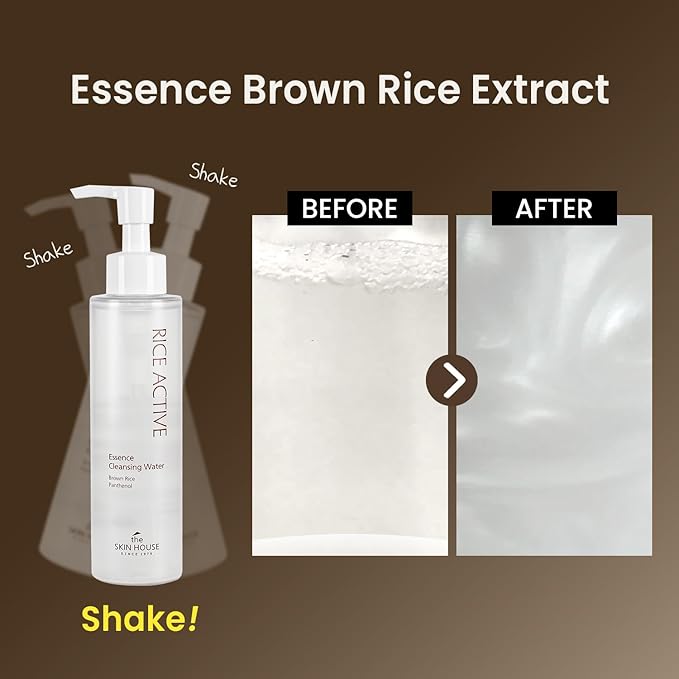 THE SKIN HOUSE Korean Rice Micellar Cleansing Water – Gentle Low pH Makeup Remover for Light Daily Makeup | Hydrating Rice Essence | No-Rinse, Non-Irritating Cleanser for Sensitive Skin | 5.07 fl.oz