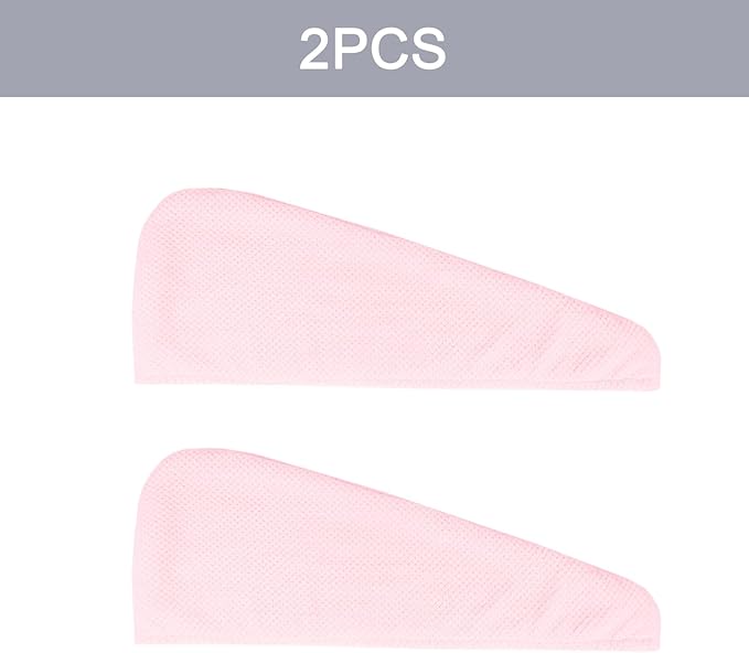 MaopaoBeauty Microfiber Hair Towel, 2 Packs Hair Turbans for Wet Hair, Drying Hair Wrap Towels for Curly Hair Women, Large Hair Towel for All Hair Style, Pink
