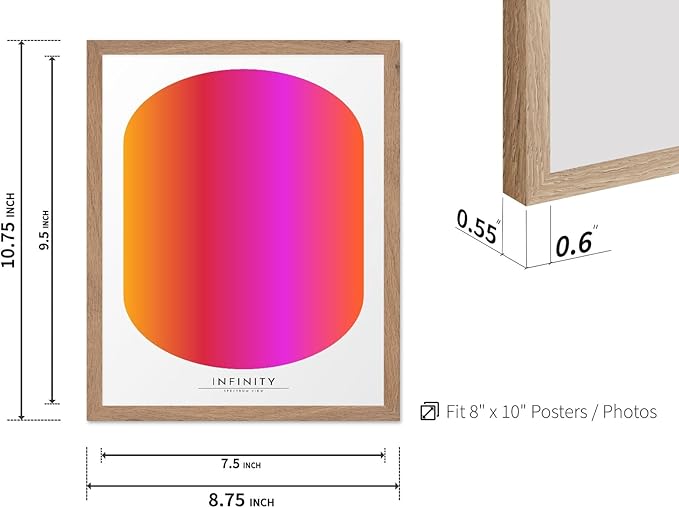 Monem Art Infinity Spectrum Gradient Print - Modern Geometric Abstract Poster - Wall Decor for Living Room, Bedroom or Office - 8x10 Beige Framed Wall Art by Rs Lab Studio